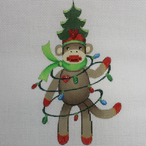 Sock Monkey w/ Lights & Tree