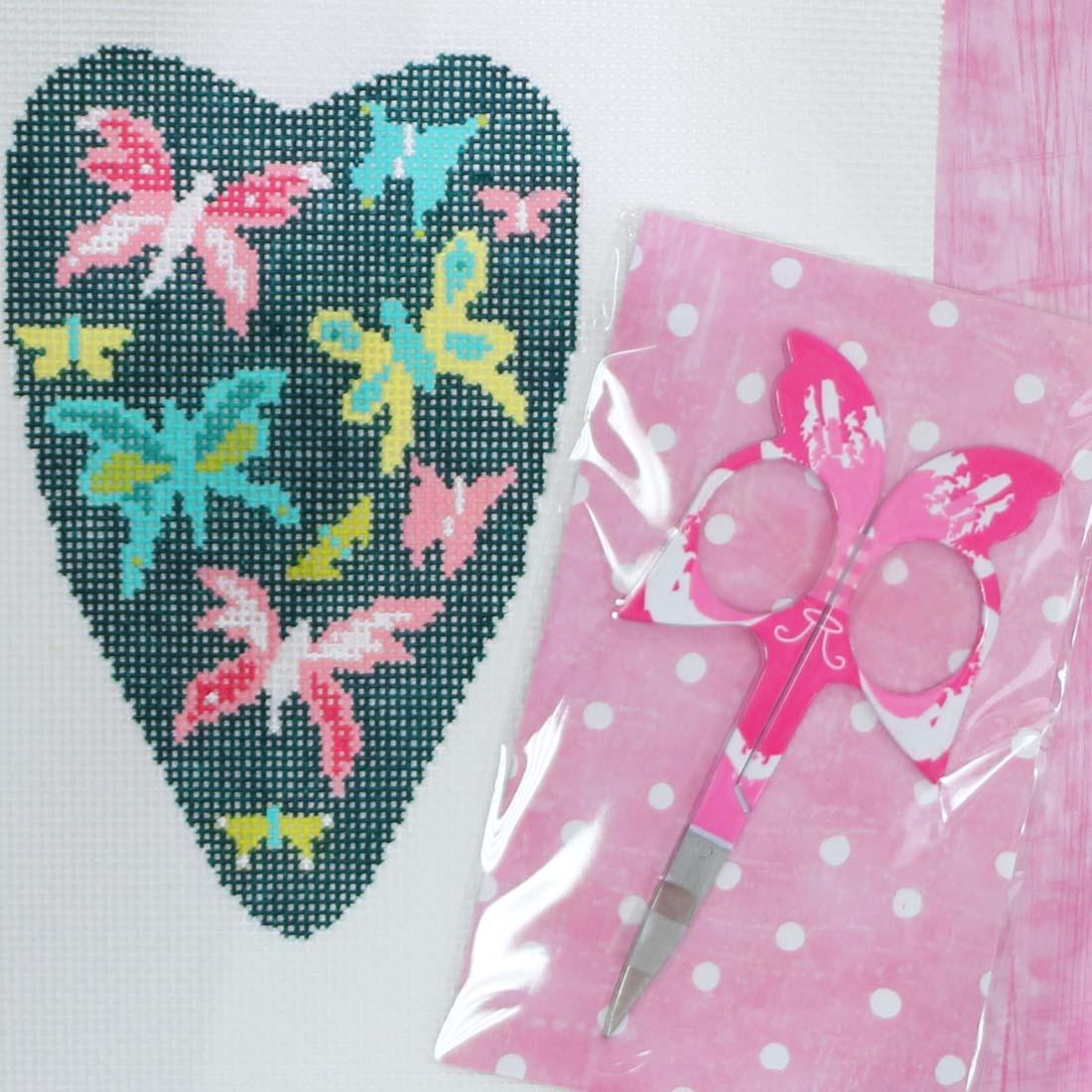 Butterflies/Green Scissor Case with scissors