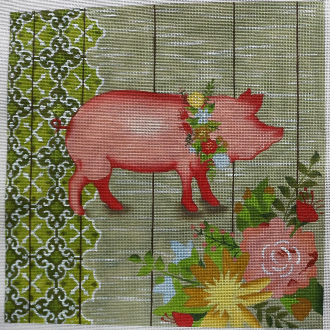 Farm Floral I w/ Pig