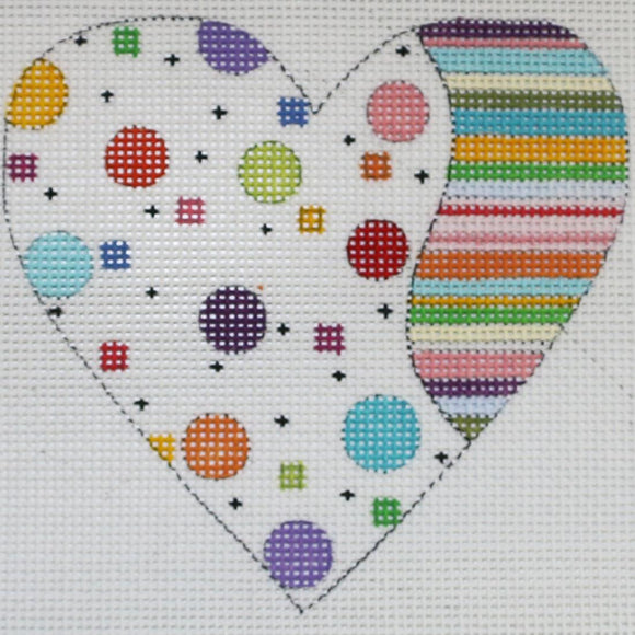 Dots, Squares, & Stripes Heart