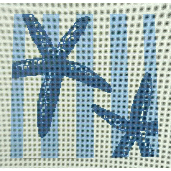 Starfish Stencil on Blue