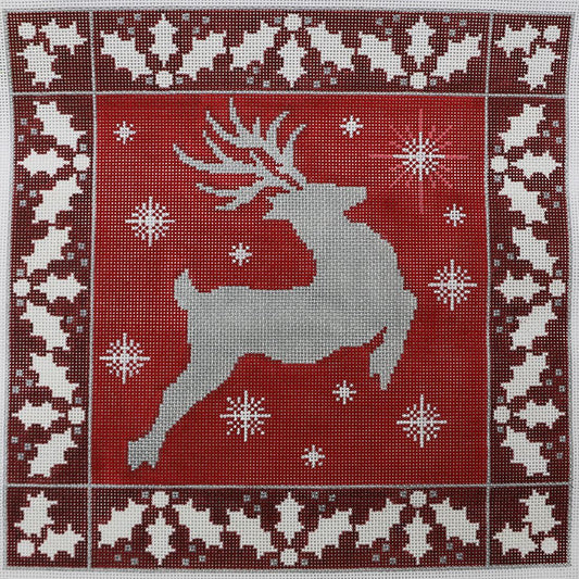 Silver Reindeer on Red