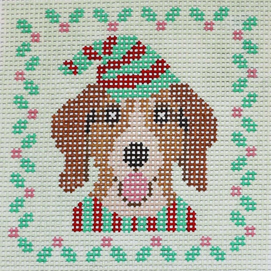Beagle in Elf Hat