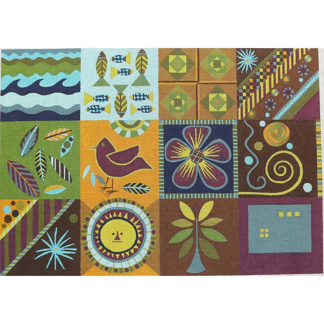 Lime/Aqua/Brown w/ Bird