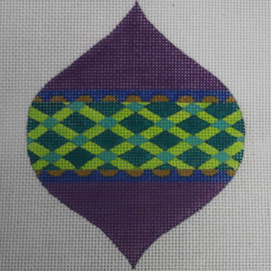 Plum Argyle Ornament w/ Ribbon