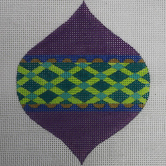 Plum Argyle Ornament w/ Ribbon