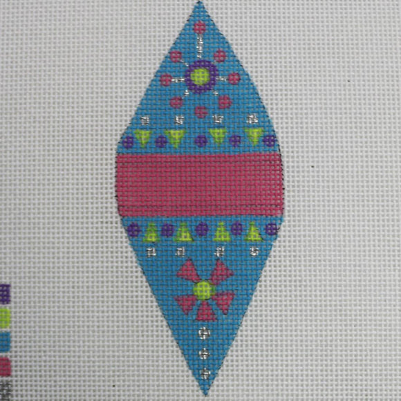 Blue/Pink Drop Ornament with stitch guide